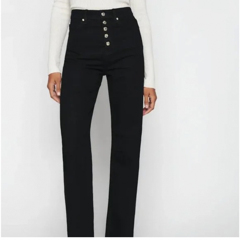 NWT Reformation Wilder High Rise Wide Leg Rhinestone Black Jeans Size 28
